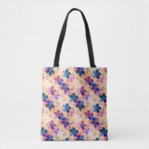Abstract kids cute cartoon flowers floral retro de tote bag
