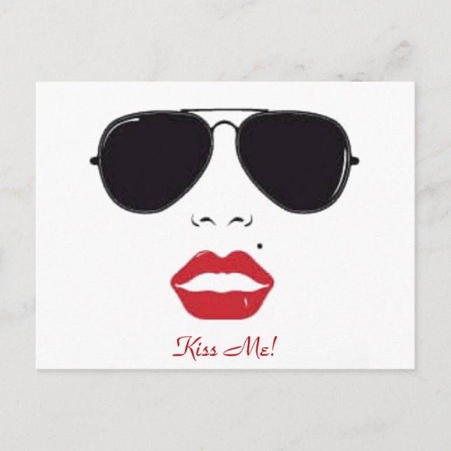 Abstract Kiss Me Art Postcard (Front)