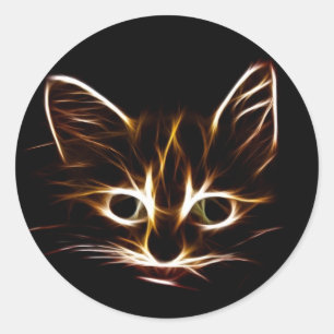 Abstract kitty classic round sticker