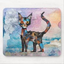 Abstract Kitty Mouse Pad