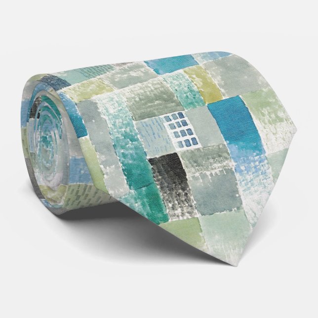 Abstract Klee Style – Watercolor Geometry Tie (Rolled)