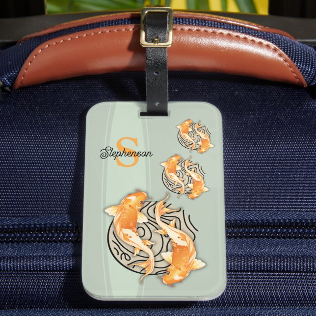 Abstract Koi Fish and Monogram Luggage Tag (Front Insitu 2)