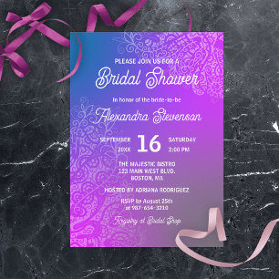 Abstract Lacy Artwork Purple Pink Bridal Shower Invitation