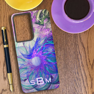 Abstract Lacy Flowers Purple Blue Art Custom Samsung Galaxy Case
