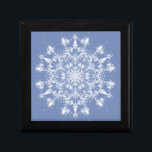 Abstract Lacy Fractal Snowflake on Blue Background Gift Box<br><div class="desc">This elegant and lacy fractal snowflake with a delicate, abstract modern look is being offered just in time for the holidays. This beautiful snowflake design is perfect for both holiday fashion and home decor items as well as making the perfect gift. There is also a pattern version of this elegant...</div>