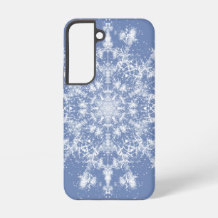 Abstract Lacy Fractal Snowflake on Blue Background Samsung Galaxy Case