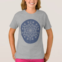 Abstract Lacy Fractal Snowflake on Blue Background