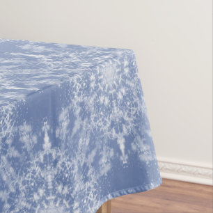 Abstract Lacy Fractal Snowflake Pattern on Blue Tablecloth