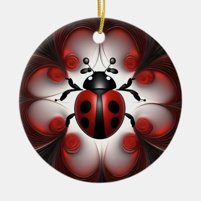 Abstract Ladybird Art Design, Ceramic Tree Decoration (Front)