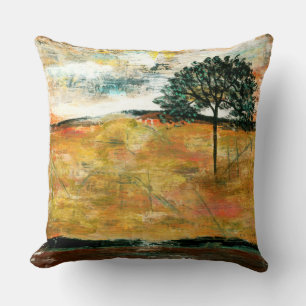 Abstract Landscape Art, Tree Rustic Painting Cushion