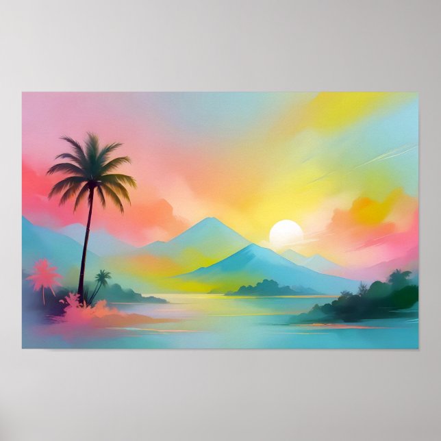 Abstract Landscape Beach Sky Nature Background Art Poster (Front)
