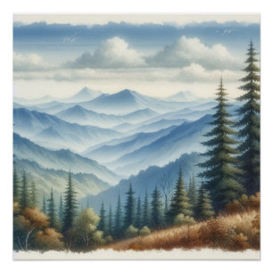 Abstract Landscape Beautiful View of the Mountains Poster