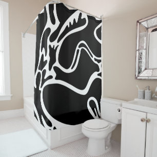 Abstract Landscape Doodles Black and white Shower Curtain