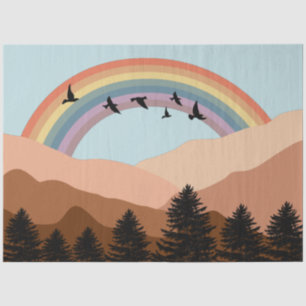 Abstract Landscape Forest Trees Rainbow & Birds Tissue Paper