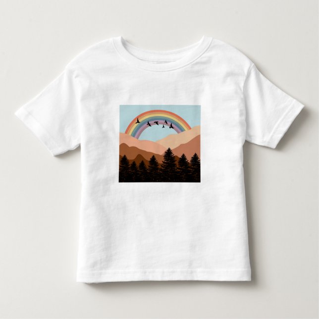 Abstract Landscape Forest Trees Rainbow & Birds  Toddler T-Shirt (Front)