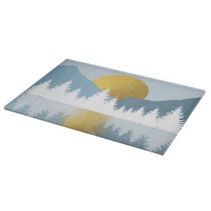 Abstract Landscape Golden Winter Sunset Sunrise  Cutting Board