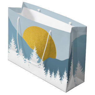 Abstract Landscape Golden Winter Sunset Sunrise Large Gift Bag