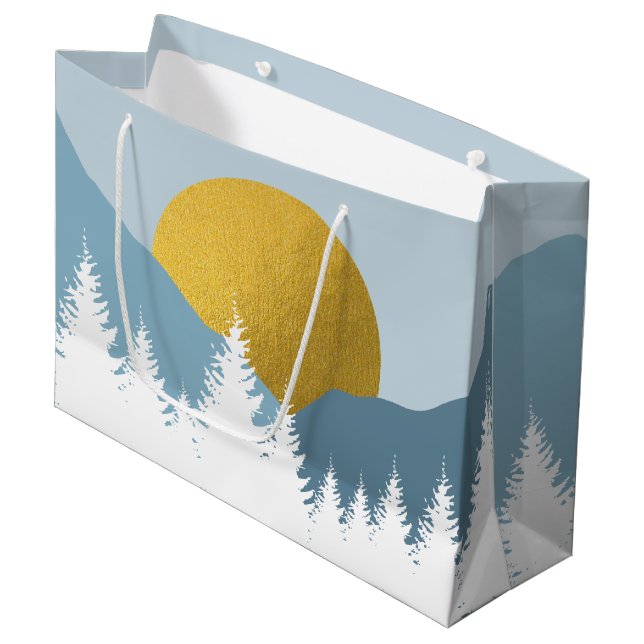 Abstract Landscape Golden Winter Sunset Sunrise Large Gift Bag (Front Angled)