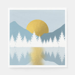 Abstract Landscape Golden Winter Sunset Sunrise  Napkin