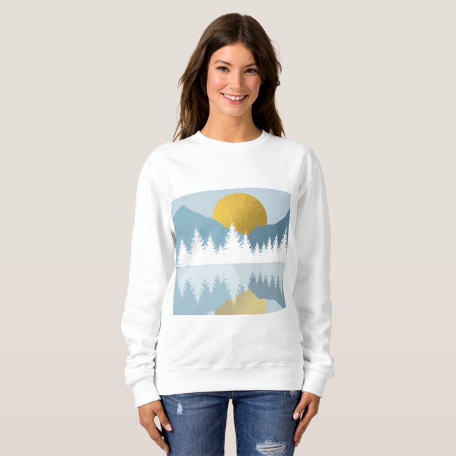 Abstract Landscape Golden Winter Sunset Sunrise  Sweatshirt (Front Full)