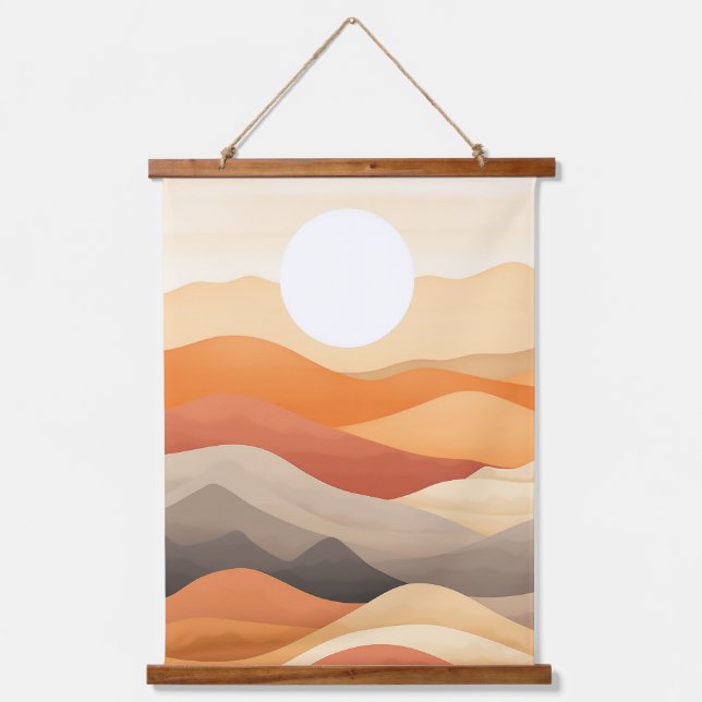 Abstract Landscape Illustration Hanging Tapestry (Front)