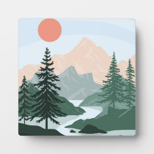 Abstract landscape illustration plaque