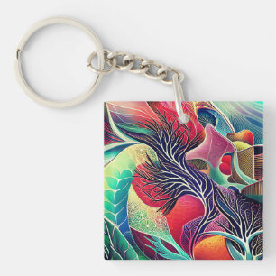 Abstract Landscape Key Ring