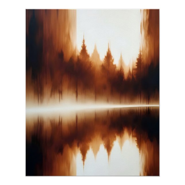 Abstract Landscape Lake Forest Poster Background  (Front)