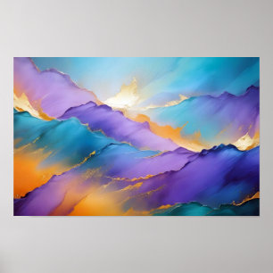Abstract Landscape Mountains Nature Background Art Poster