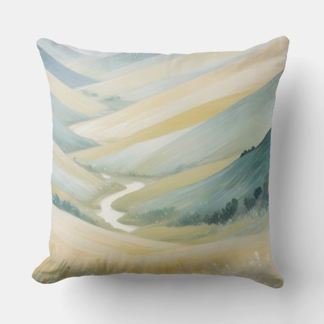 Abstract Landscape Mountains Valley Nature Scenery Cushion (Front)