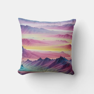 Abstract Landscape Mountains Valley Nature Scenery Cushion