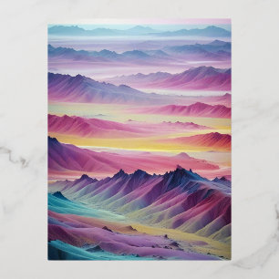 Abstract Landscape Mountains Valley Nature Scenery Foil Holiday Postcard