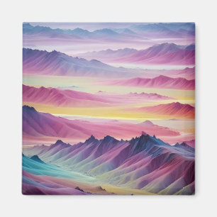 Abstract Landscape Mountains Valley Nature Scenery Magnet