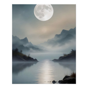 Abstract Landscape Mountains Valley Nature Scenery Poster
