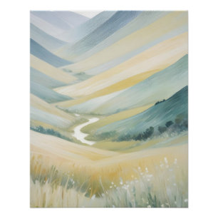 Abstract Landscape Mountains Valley Nature Scenery Poster