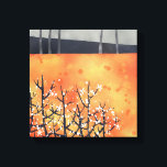 Abstract Landscape Orange Art Canvas Print<br><div class="desc">Landscape painting of blackthorn blossom in spring in soft orange and grey.</div>