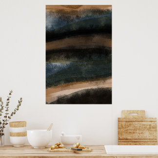 Abstract Landscape Painting Art Dark Earth Tones Poster