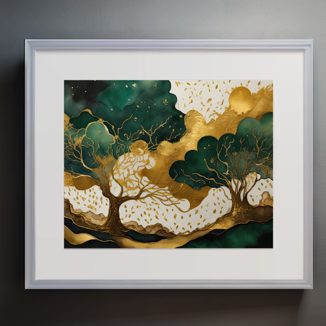 Abstract Landscape Painting Gold Green Poster (Creator Uploaded)