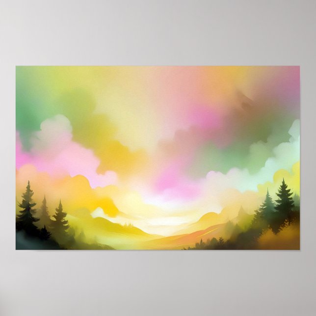 Abstract Landscape Panoramic Nature Background Art Poster (Front)