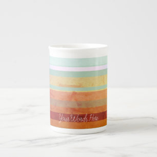 Abstract Landscape Stripes & Your Words Bone China Mug