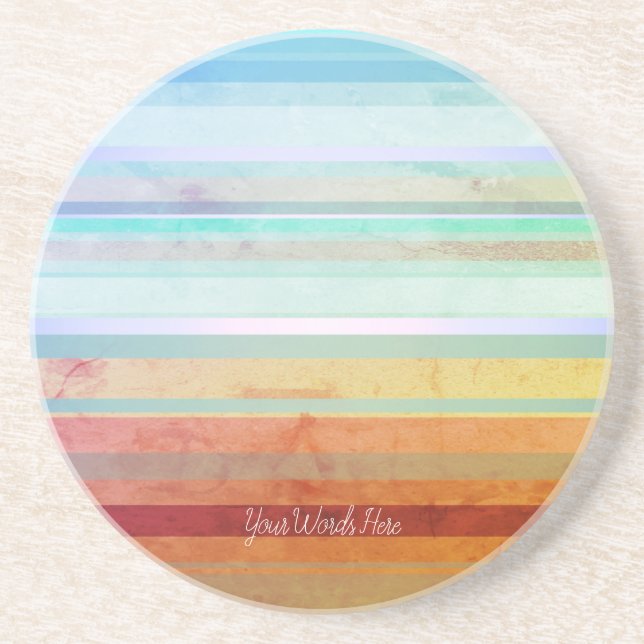 Abstract Landscape Stripes & Your Words Coaster (Front)
