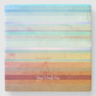 Abstract Landscape Stripes & Your Words Stone Coaster