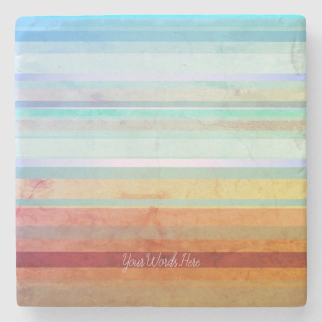 Abstract Landscape Stripes & Your Words Stone Coaster (Front)