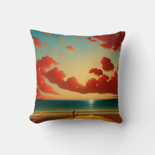 Abstract landscape swimmer looking art the surf cushion