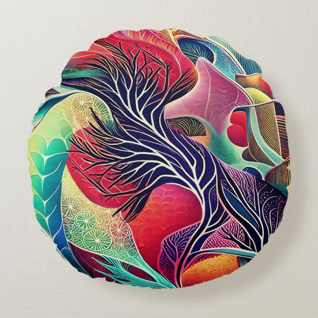 Abstract Landscape Throw Pillow (Front)