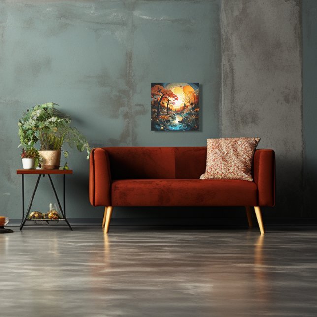 Abstract landscape, trees and stream canvas print (Creator Uploaded)