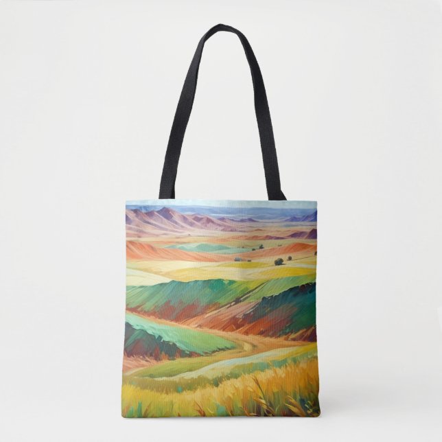 Abstract Landscape Valley Meadow Nature Background Tote Bag (Front)