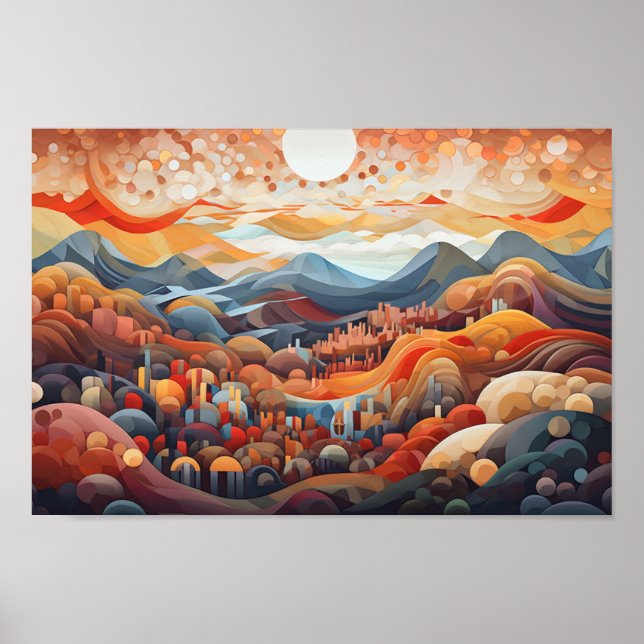 Abstract Landscape Valley Vs Mountain Illustrator Poster (Front)
