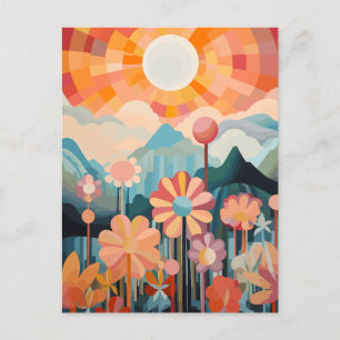 Abstract Landscape with flowers Postcard