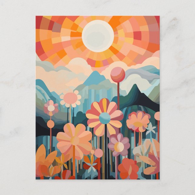 Abstract Landscape with flowers Postcard (Front)